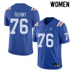 Women's Florida Gators #76 Kadeem Telfort NCAA Jordan Brand Royal Throwback Alternate Authentic Stitched College Football Jersey NNI1462SI